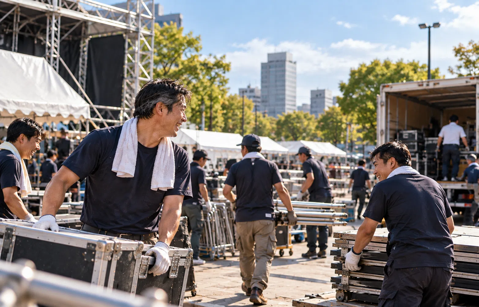 地域イベントの片付けに取り組む仲間たち