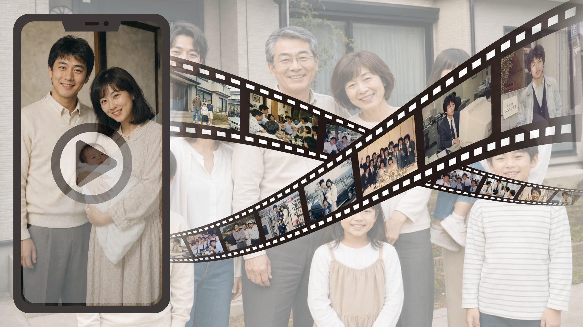 父・母への退職祝いに添える家族からのQRコード動画メッセージ