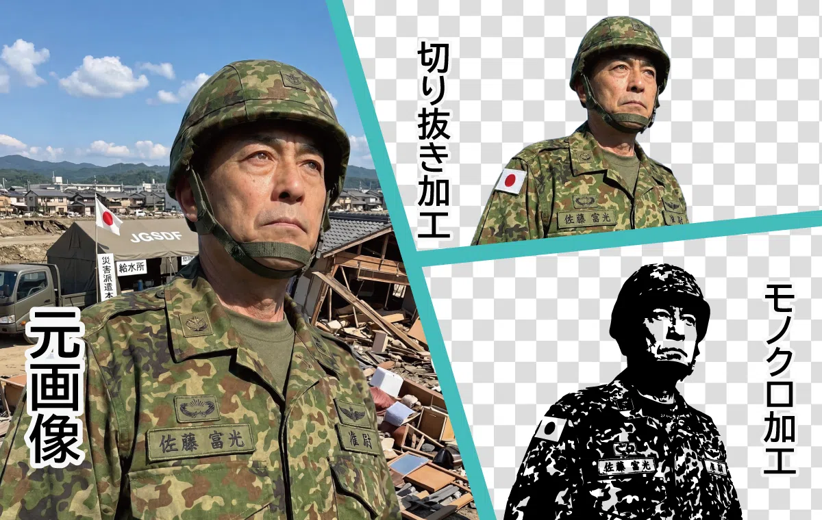 自衛官の退職記念品に使用する写真加工