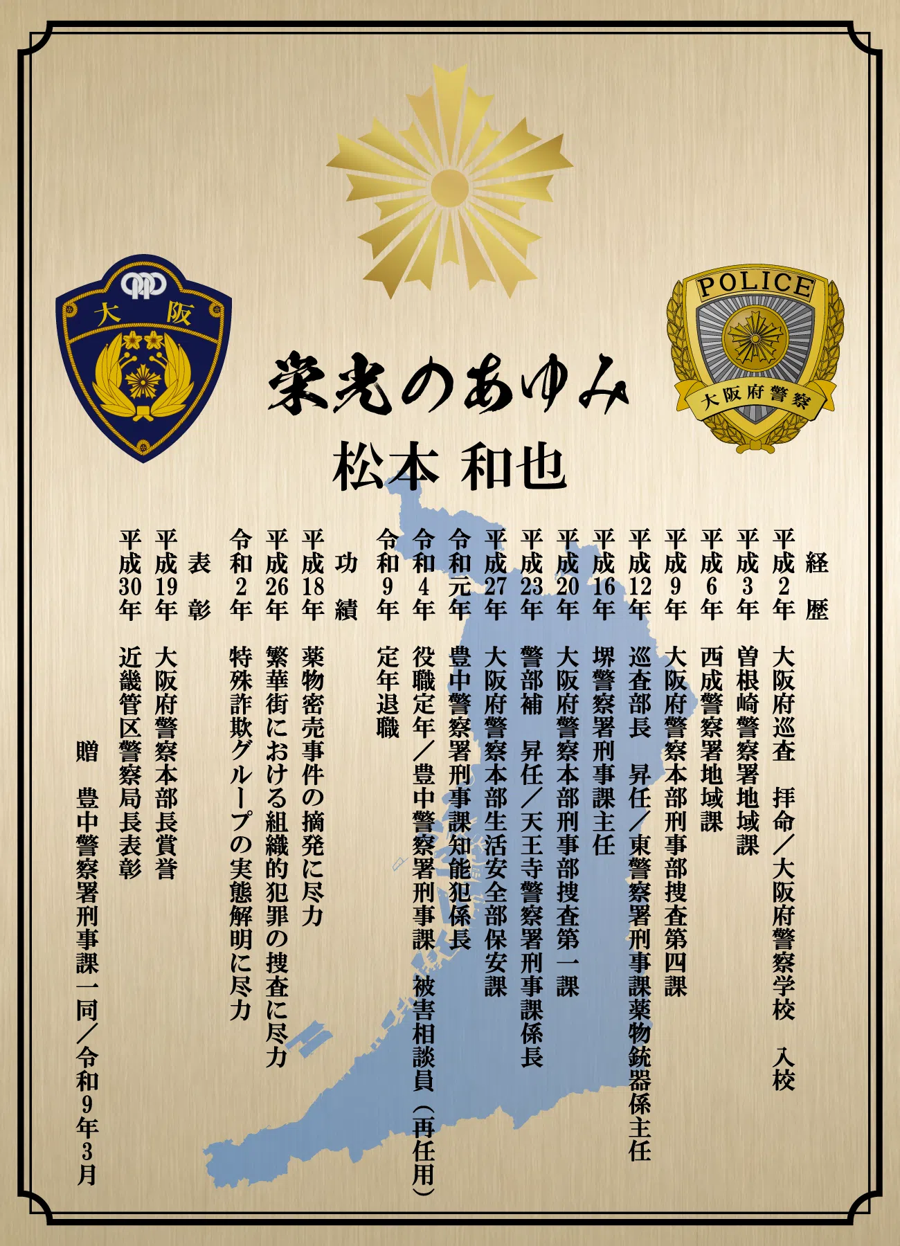 タテ向きの警察官基本レイアウト例
