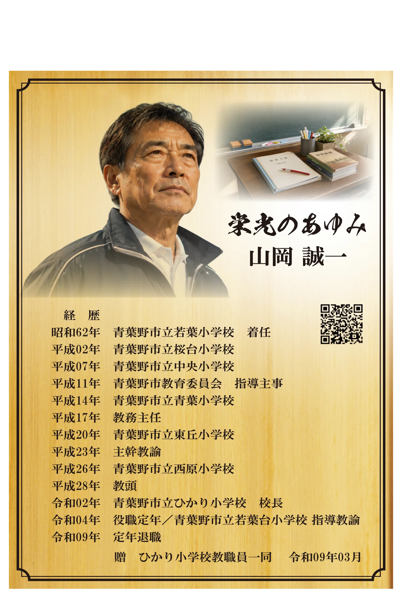 手書き案をもとに整えた学校の先生の退職祝いレイアウト